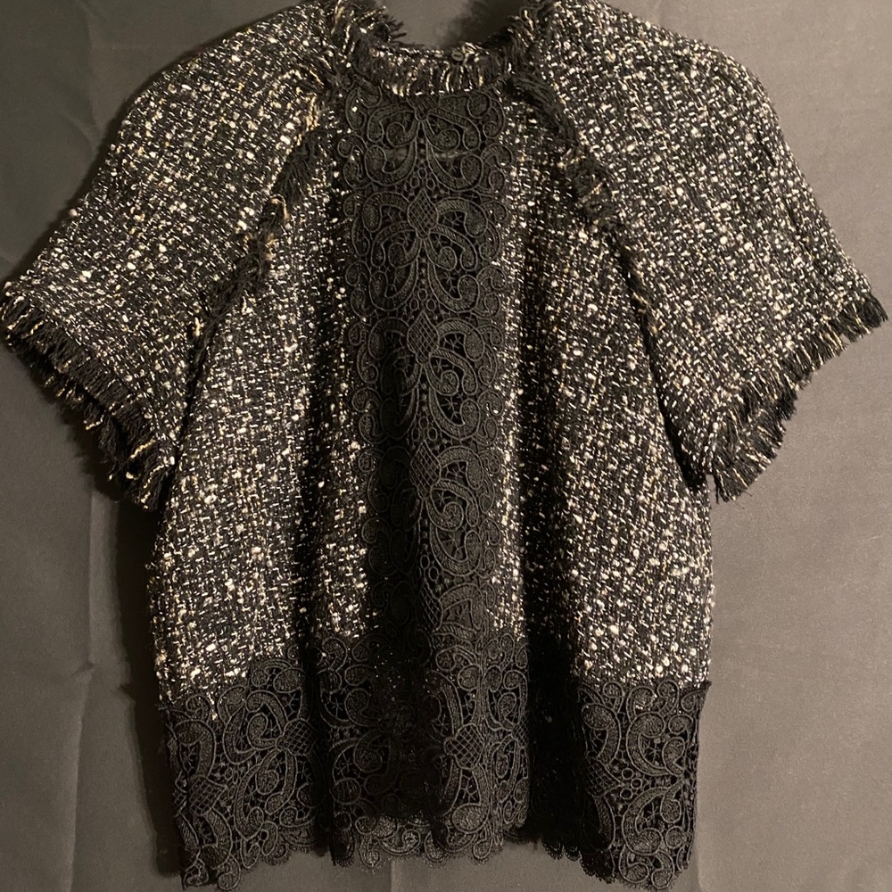 Zara Tweed/Lace Blouse